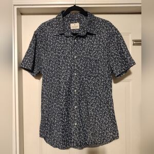 Mutual Weave Men's Blue Floral Short Sleeve Button-Down Shirt Size Medium